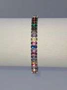 Sparkling 14.5 Ctw MultI Color Lab Simulated Diamond White Gold Plated Tennis Bracelet