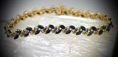 Pretty 14K  Marquise Sapphire & Diamond Bracelet