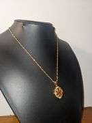 18 Kt Yellow Gold Plate Lab Simulated Orange Sapphire 4 Piece Jewelry Set