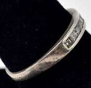 Inlaid Clear Cz Band Ring in Sterling Silver