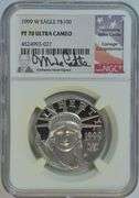 Perfect Better Date 1999-W PRF $100 Platinum Eagle, NGC PF70 UC Signature