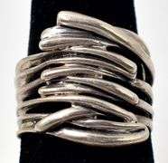 Interlaced Lined Band Ring in Sterling Silver