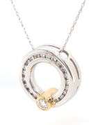 14kt White gold approximate 0.20ctw 2 tone circle diamond pendant on chain