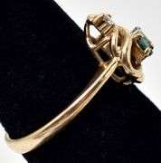 Lovely 14K Yellow Gold Emerald and Diamond Ring