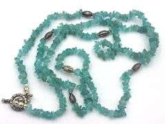 Aquamarine blue green stone bead Ethnic necklace