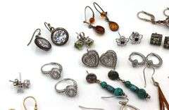 Vintage 925 sterling silver group lot of earrings