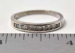 Inlaid Clear Cz Band Ring in Sterling Silver
