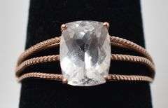 Beautiful 9K Rose Gold Clear Gemstone Ring