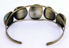 Early Navajo Sterling Chunky Turquoise Cuff Bracelet