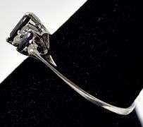 Blue Sapphire and Cz Ring in Sterling Silver