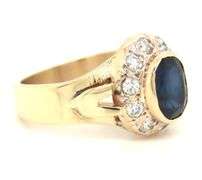 Traditional 14K YG Sapphire & Diamond Ring