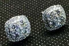 14K White Gold Round Brilliant Cut Diamond Cluster Earring
