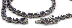Darling 17.07CTW Oval Emerald-Cut Blue Sapphire & 5.00CTW Diamond Tennis Necklace in 14K White Gold 