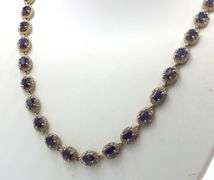 Darling 22.00CTW Oval Emerald Cut Blue Sapphire & 6.00CTW Diamond Tennis Necklace in 14K Yellow Gold