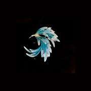 14K Gold Phoenix Tail Feather Brooch