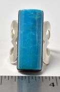 Large Turquoise Gemstone Ring in Sterling Silver