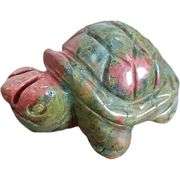 Hand-Carved Unakite Turtle Gemstone