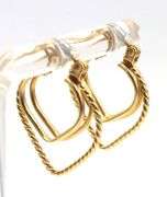 14kt Yellow gold double heart shaped earrings