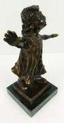 Vintage Bronze Girl with Blindfold Sculpture