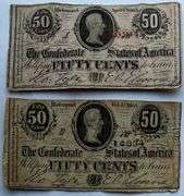 Two 1863 50 Cent Confederate Notes