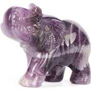 Hand Carved Amethyst Crystal Elephant