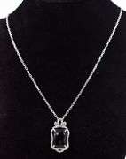 Gorgeous 5.41CTS Black Onyx & 0.70CTW Sapphire Gemstone Pendant in Sterling Silver Necklace