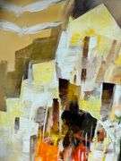 Abstracted Mediterranean Village Painting