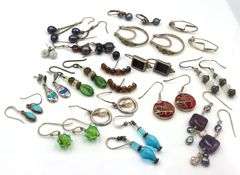 Lot of Vintage 925 sterling silver gemstone earrings