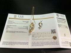CERTIFIED 14K YELLOW GOLD NECKLACE WITH DIAMOND PENDANT