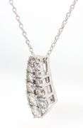 14kt White gold 0.75ctw diamond double row drop pendant on chain