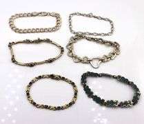 Group lot of vintage 925 sterling silver 6 bracelets