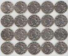 AU to BU roll of twenty (20) 1935-P Peace Silver Dollars. Better date
