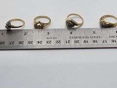 4 rings, Absolutely gorgeous 14k yellow gold and diamond cluster rings