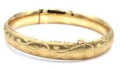 Pretty Patterned 14k yellow gold Opening Bangle