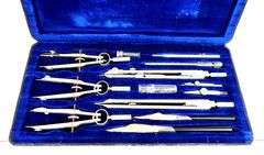 Early German Tower Drafting Set in Case