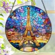 Eiffel Tower 8-Inch Stained Glass Suncatcher