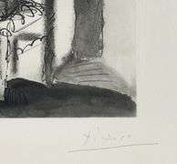 Rare Pablo Picasso Hand Signed Aquatint Bacchanale, 1955