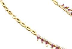 Fantastic 14.80CTW Baguette-Cut Ruby & 4.37CTW Diamond Necklace in 14K Yellow Gold Over Sterling Sil