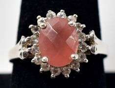 Peach Gemstone Ring with White Accents in Sterling Silver