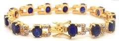 Enchanting 21.00CTW Oval Faceted Blue Sapphire & 2.00CTW Diamond Bracelet in 14K White & Yellow Gold