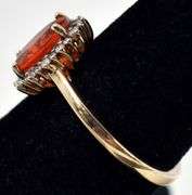 Fire Opal and Diamond Ring in 14K Yellow Gold