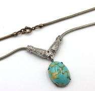 Vintage 925 sterling silver Turquoise pendant on chain
