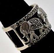 Marcasite Elephant Motif Ring in Sterling Silver