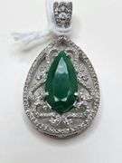 4.35ct Colombian Emerald Pendant with 0.72ct Natural Diamonds in Sterling Silver