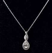 Sapphire Gemstone and Diamond Pendant Necklace in Sterling Silver