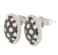 New 1.77ctw White and Black Diamond Frame Oval Stud Earrings in 18K