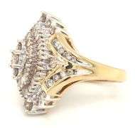 14kt Yellow gold 1.50ctw baguette and round diamond cluster ring