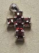 Over 5ctw Garnet on 14k white gold  cross pendent