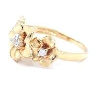 14kt Yellow gold diamond Plumeria ring