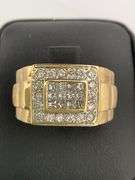 MEN'S BRAND NEW CERTIFIED DIAMOND RING, 14K GOLD
